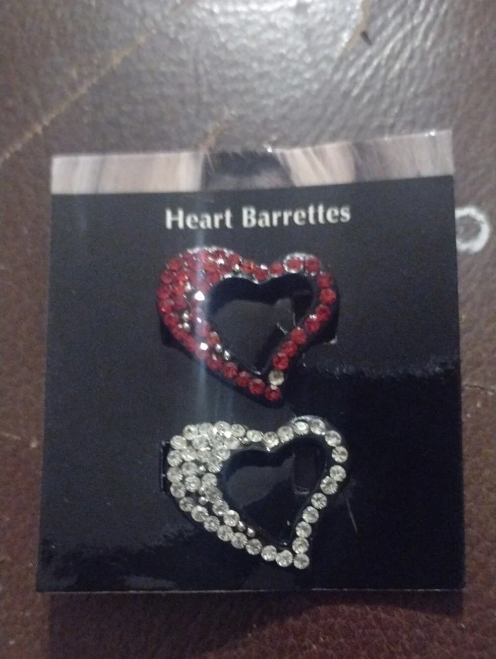 Aria Red and Clear Crystal Heart and Flower Barrettes Set